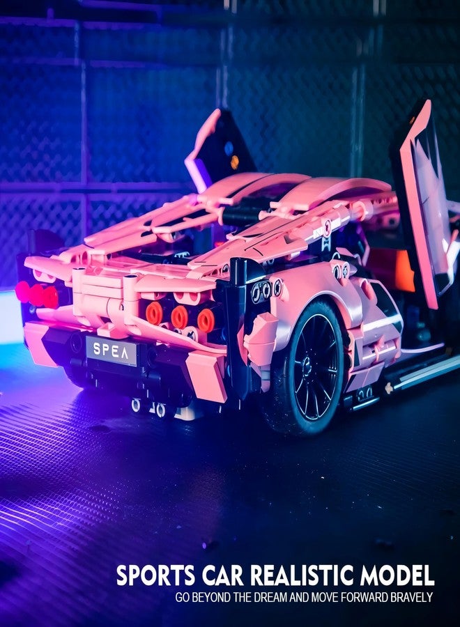 Elecart 1280 PCS Pink Sports Car Building Blocks Set - Collector’s Edition MOC Supercar Model Kit for Kids & Adults | STEM Educational Toy for Boys & Girls Ages 6+ - Image 5